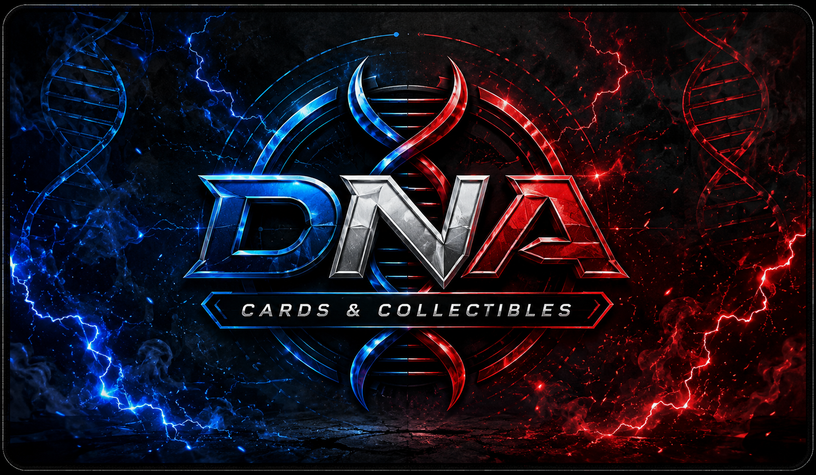 DNA Cards & Collectibles red and blue DNA brand graphic