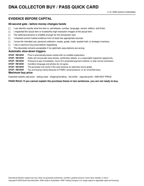 DNA Collector Buy Pass Quick Card v1.0