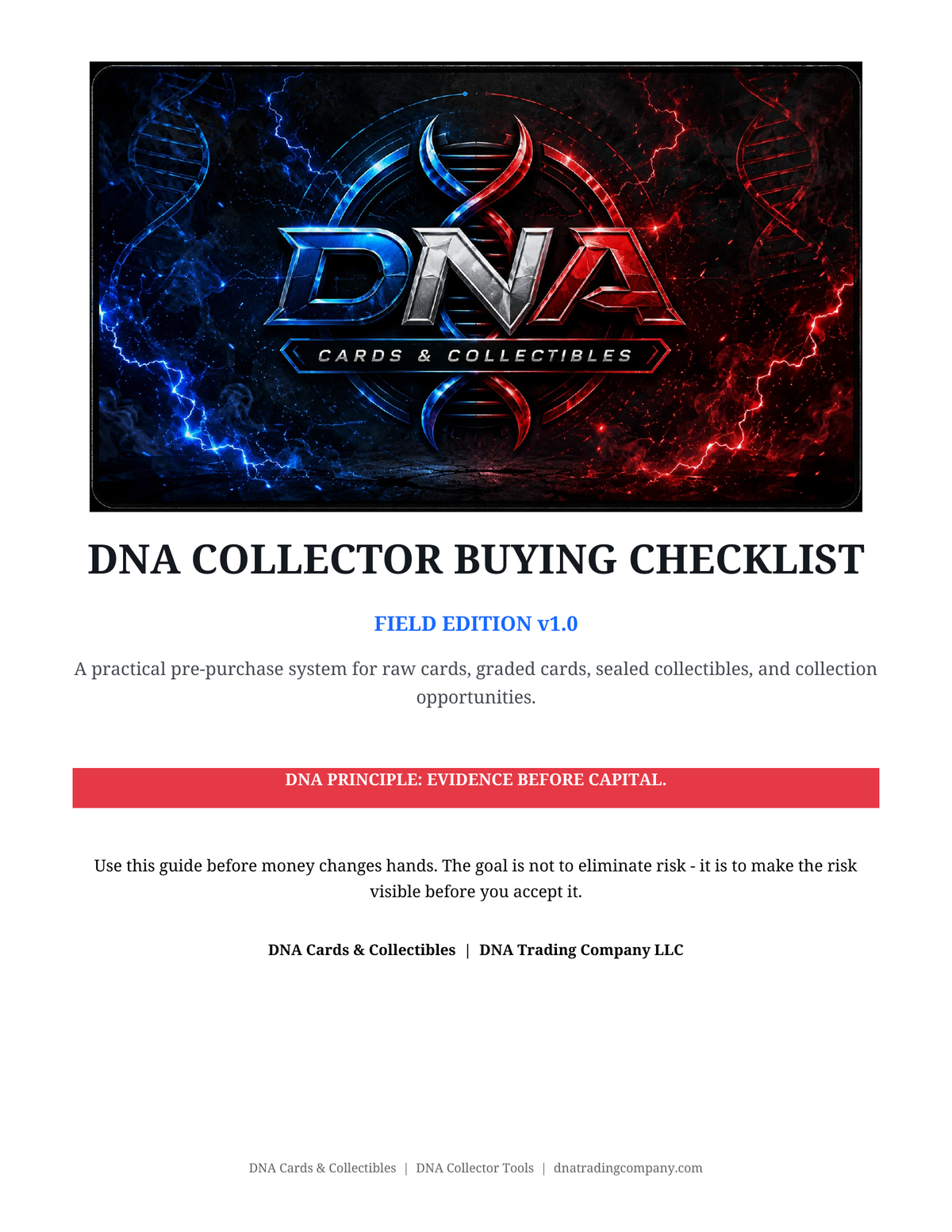 DNA Collector Buying Checklist Field Edition cover