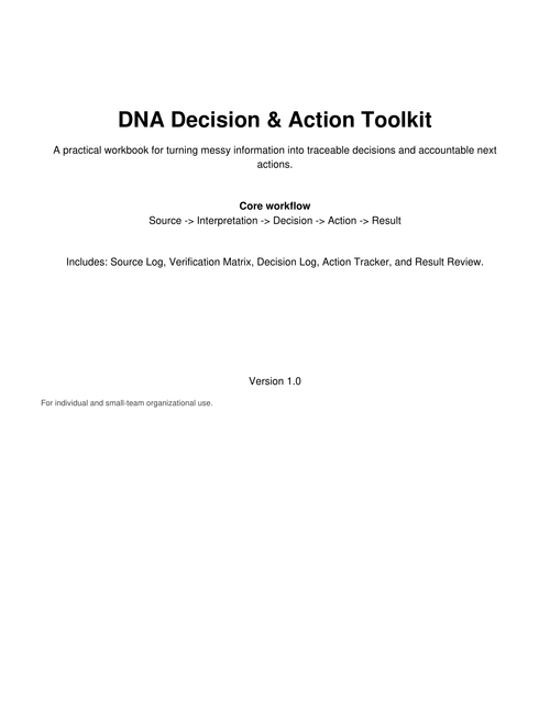 DNA Decision & Action Toolkit v1.0 cover